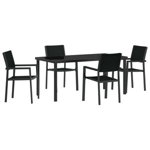 vidaXL Garden Dining Set 5 pcs Black Powder-Coated Steel
