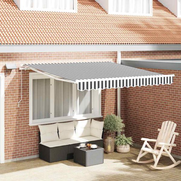 vidaXL Manual Retractable Awning with LED Anthracite&White 300x250 cm