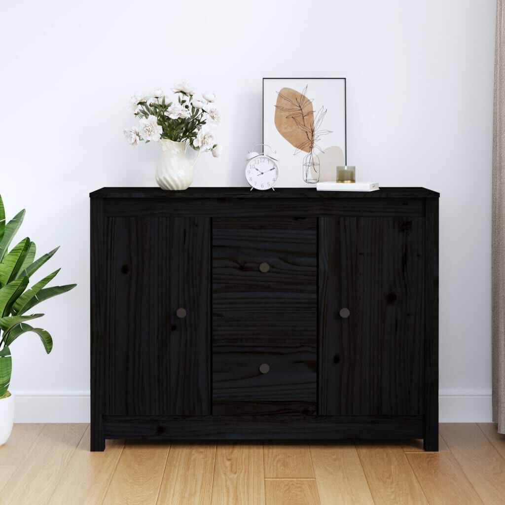 Black solid wood shop sideboard
