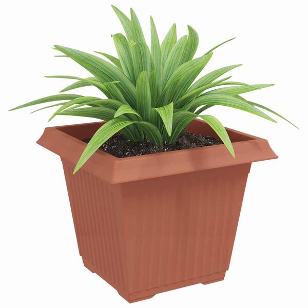 vidaXL Square Flower Pot 24 pcs Brick Red 43 x 43 x 33.5 cm Plastic