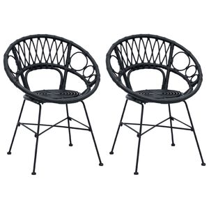 vidaXL Dining Chair 2 pcs Black 49 x 51 x 81 cm Rattan and Iron