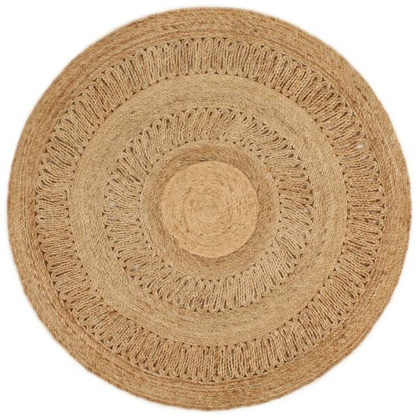 vidaXL Area Rug Hand-braided Jute 120 cm Round