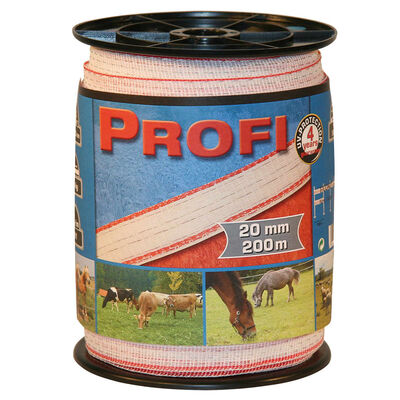 Kerbl Fencing Tape Profi 200 m 20 mm White-red TriC 59501