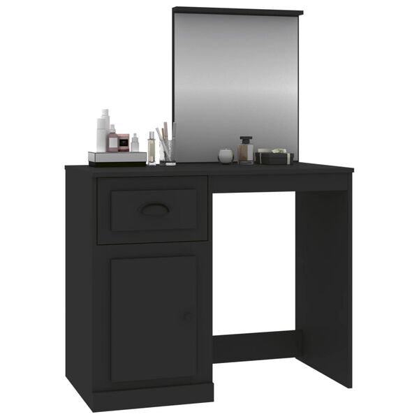 vidaXL Dressing Table with Mirror Black 90x50x132.5 cm Engineered Wood