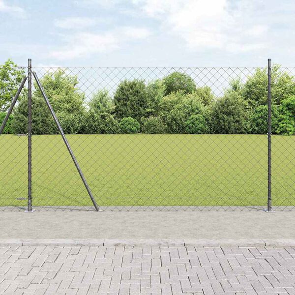 vidaXL Fence Post Grey 25 x 1.4 m (60 x 60 mm mesh) Steel and PVC