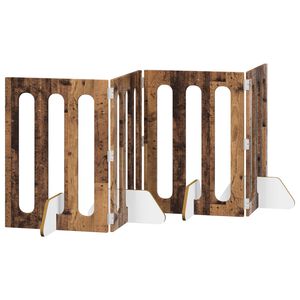 vidaXL Folding Pet Fence 4 pcs Oak Wood 201 x 38 x 70 cm