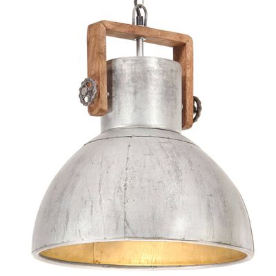 vidaXL Industrial Hanging Lamp 25 W Silver Round 40 cm E27