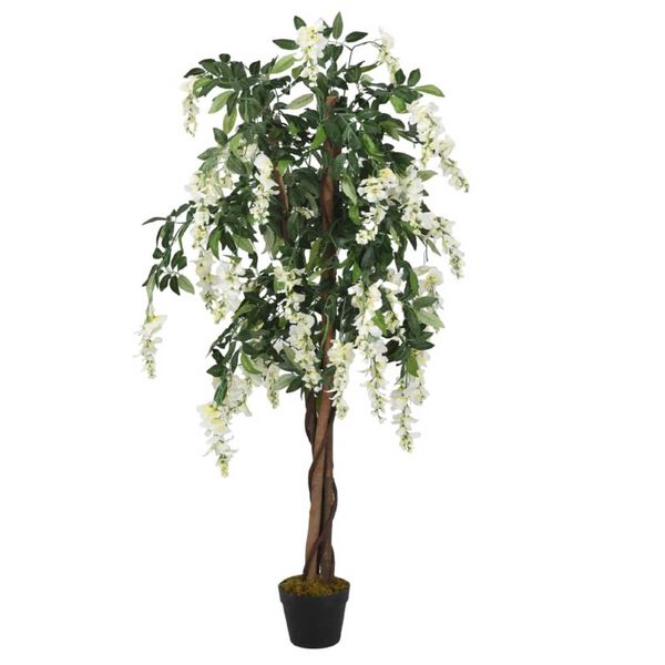 vidaXL Artificial Wisteria Tree 1260 Leaves 180 cm Green and White