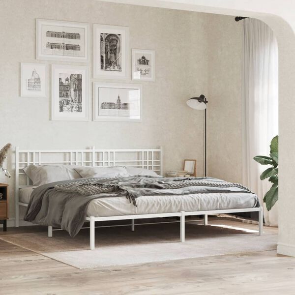 vidaXL Metal Bed Frame without Mattress with Headboard White 183x213cm