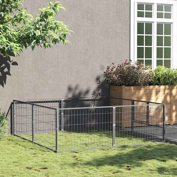 vidaXL Dog Kennel Silver 4 m&sup2; Steel