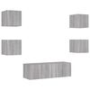 vidaXL 5 Piece TV Wall Cabinets with LED Lights Grey Sonoma