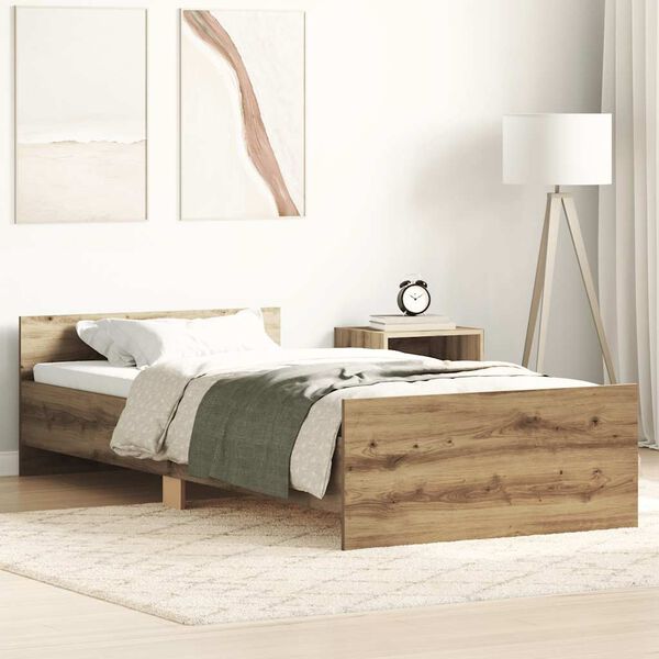 vidaXL Bed Frame without Mattress Artisan Oak 90x200 cm Engineered Wood