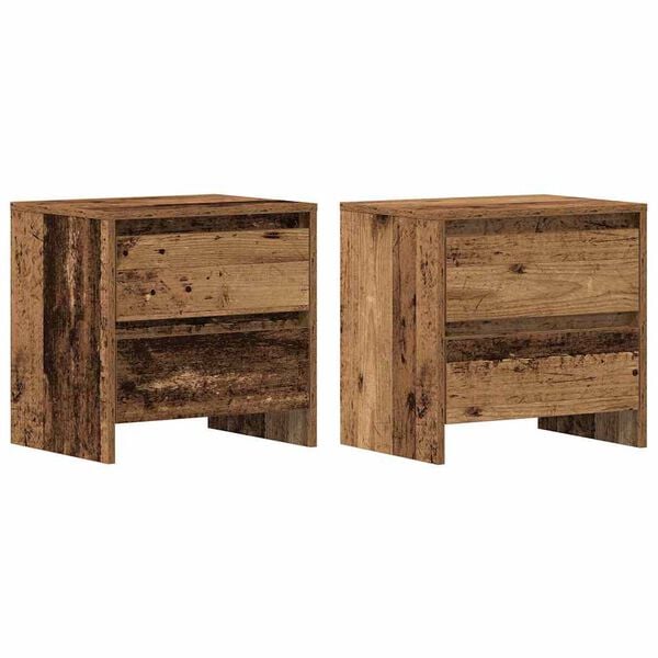 vidaXL Bedside Cabinet with Drawer 2 pcs Old Wood 45 x 34 x 44.5 cm