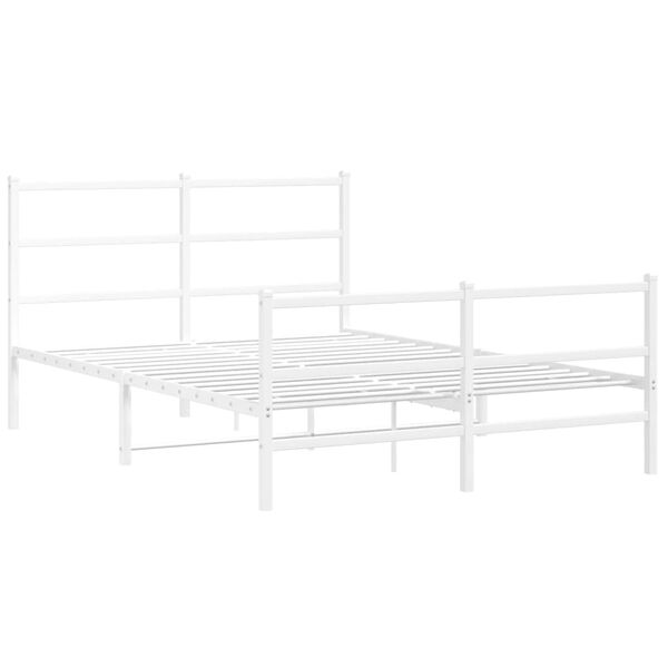 vidaXL Metal Bed Frame without Mattress with Footboard&nbsp;White 135x190cm
