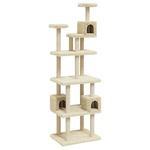 vidaXL Cat Tree | Cream | Engineered wood, plush, sisal | 188 cm tall | Storage