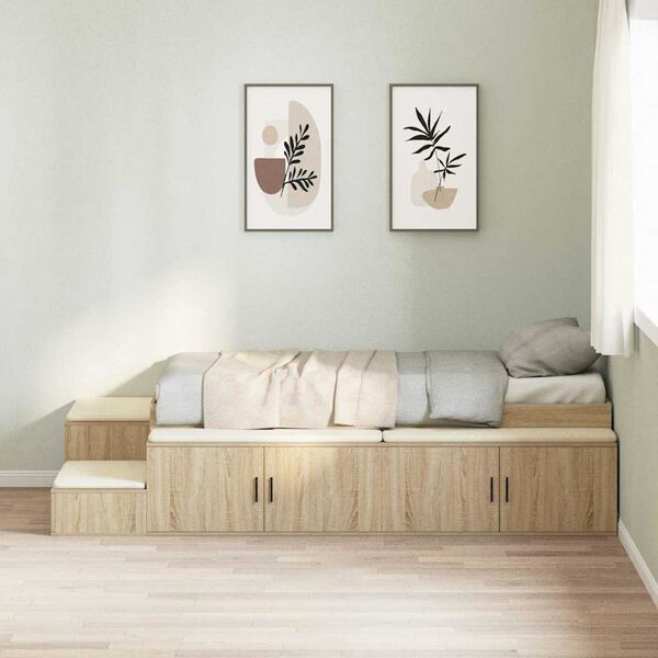 vidaXL Storage Bed Frame with Storage Sonoma Oak 80 cm Engineered Wood