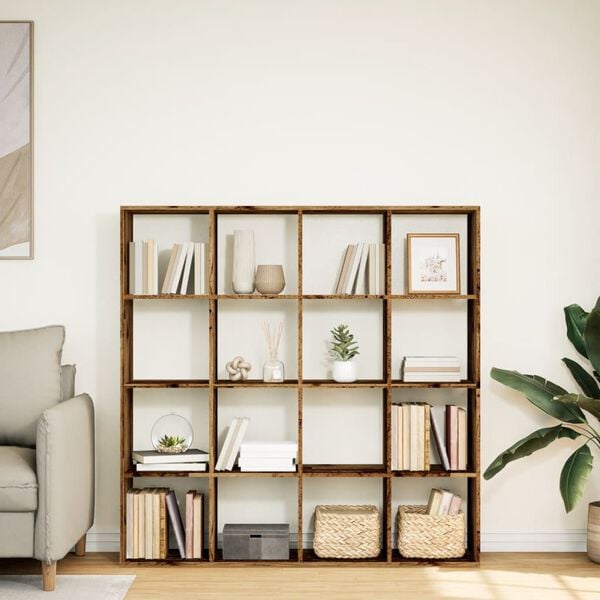 vidaXL Book Cabinet Old Wood 137.5x29x137.5 cm Engineered Wood