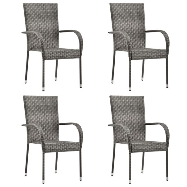 vidaXL 5 Piece Garden Dining Set Poly Rattan Grey