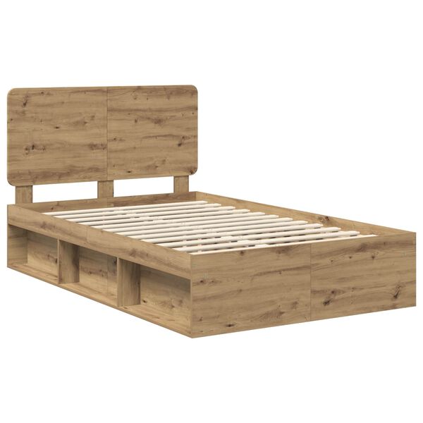vidaXL Bed Frame Artisian Oak 135 x 190 cm Solid Pine Wood