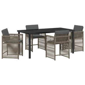 vidaXL Garden Dining Set 5 pcs Grey Poly Rattan