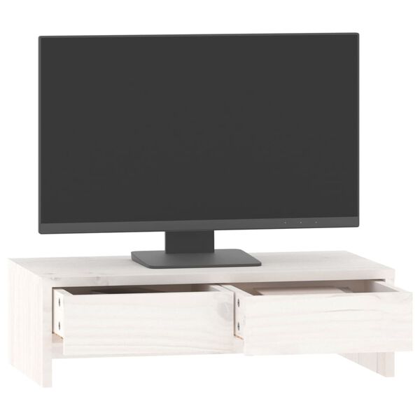 vidaXL Monitor Stand White 50x27x15 cm Solid Wood Pine