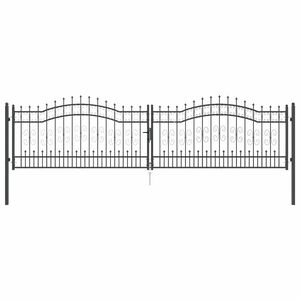 vidaXL Fence Gate with Spear Top KAMPEN 404 x 100 cm Steel Grey