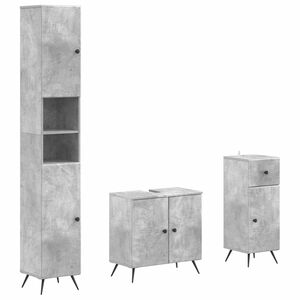 vidaXL 3 Piece Bathroom Cabinet Set BREDA Concrete Grey