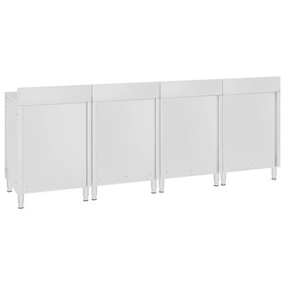 vidaXL Commercial Work Table Cabinet 240x60x96 cm Stainless Steel