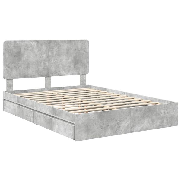 vidaXL Storage Bed Concrete Grey 140 x 190 cm Engineered Wood