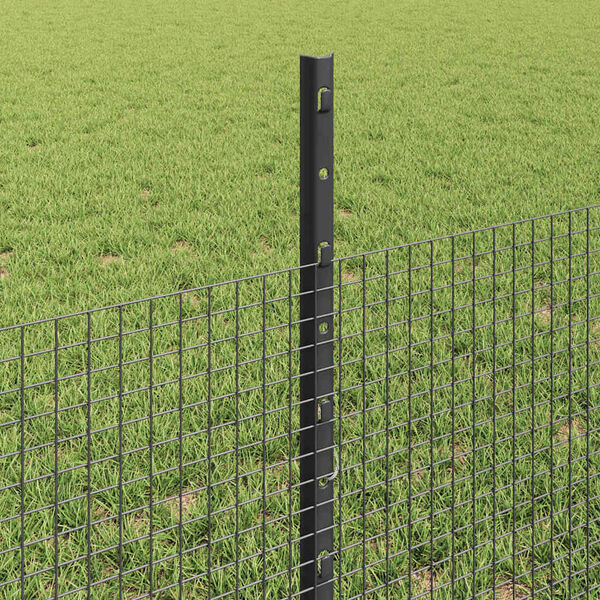vidaXL Fence with Post Grey 0.5 x 100 m Steel and PVC