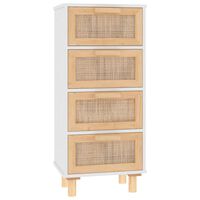 vidaXL Sideboard White 40x30x90 cm Solid Wood Pine and Natural Rattan