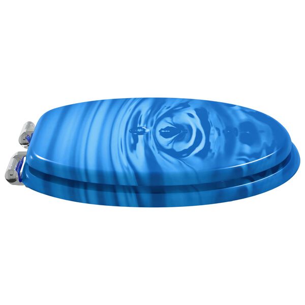 vidaXL WC Toilet Seats with Soft Close Lid 2 pcs MDF Blue Water Drop Design