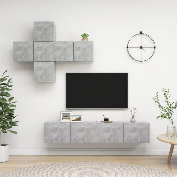 vidaXL 7 Piece TV Cabinet Set Concrete Grey Engineered Wood