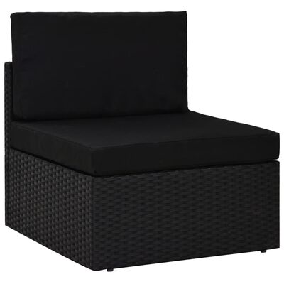 vidaXL 4 Piece Garden Lounge Set with Cushions Black Poly Rattan