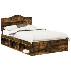 vidaXL Bed Frame Smoked Oak 120 x 200 cm Solid Pine Wood