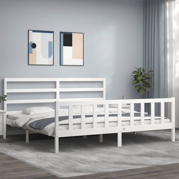 vidaXL Bed Frame without Mattress White 200x200 cm Solid Wood Pine