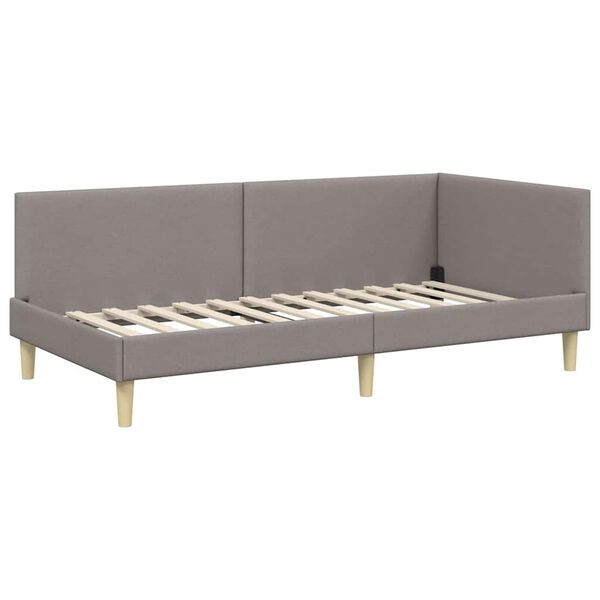 vidaXL Corner Bed Frame with Headboard Taupe 100 cm x 200 cm Velvet