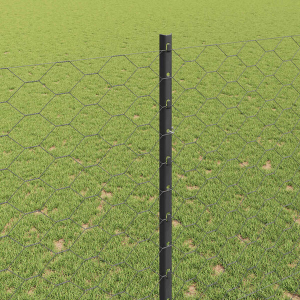 vidaXL Fence with Post Grey 1.5 x 100 m Steel