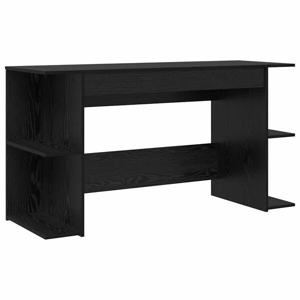 vidaXL Desk with Shelf Black oak 140 x 50 x 75 cm Engineered wood