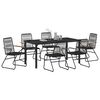vidaXL Garden Dining Set 7 pcs Black PVC rattan