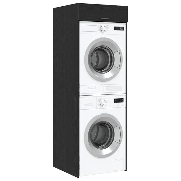 vidaXL Wash Machine Cabinet with Storage Black Oak 67.5 x 68 x 200 cm