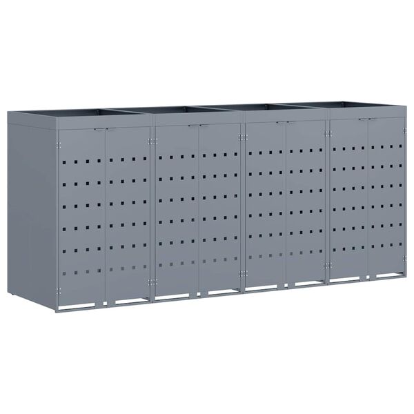 vidaXL Wheelie Bin Storage for 4 Bins Light Grey 272 x 77.5 x 121.5 cm