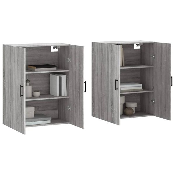 vidaXL Wall Mounted Cabinets 2 pcs Grey Sonoma 69.5x34x90 cm
