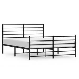 vidaXL Metal Bed Frame without Mattress with Footboard Black 160x200cm