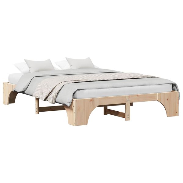 vidaXL Bed Frame Natural 140 x 200 cm Solid Pine Wood