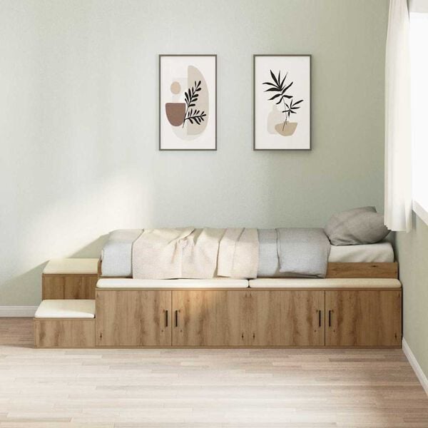 vidaXL Storage Bed Frame Artisan Oak 80 cm Engineered Wood