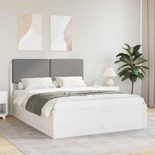 vidaXL Bed Frame with Upholstered Headboard Light Grey 200 x 200 cm
