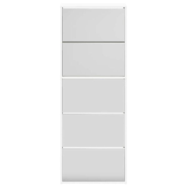vidaXL Shoe Cabinet 5-Layer Mirror White 63x17x169.5 cm