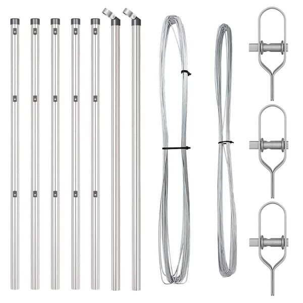 vidaXL Fence Post 7 pcs Silver Steel