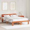 vidaXL Bed Frame with Headboard Wax Brown 150 x 200 cm Solid Pine Wood